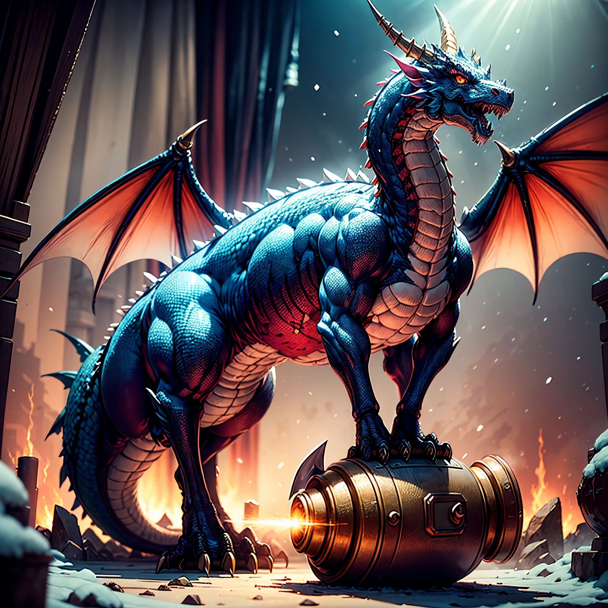 真实感, dark fantasy style, John Tolkien style, Small painting by Jean-Baptiste Monge, the dragon hugs the Christmas tree with its tail, winter, Snow is falling, huge christmas tree, a huge white dragon hugs a Christmas tree, large white dragon with golden crest, anatomically correctly drawn body, Looks like an ancient dragon, Santa Claus near the Christmas tree, The city, megalopolis, city trail, Big Christmas tree, glass skyscraper, Jean-Baptiste Monge, anthropomorphic masterpiece red dragon sitting on a massive rock deep path equirectangular_360 Lava, holding a hammer (strike hot anvil from a hammer: 1.5) (best details, Masterpiece, best quality :1.5), dragon_real cloudy skies background, an epic indigo dragon (best details, Masterpiece, best quality :1.5) extremely detailed dragon, horns, dragon_wings, dragon wings wide spread, ultra detailed face, sun rays, red divine rays, sun rays reflected in cloudest details, (ultra Masterpiece, best quality :1.5), sense of serenity sense of awe majestic atmosphere, ultra best realistic, best details, best quality, [ultra detailed], (extremely detailed), ultra wide shot, photorealism, depth of field, hyper realistic painting, Cinematic_Sunlight Gorgeous Masterpiece ultra UnrealEngine5 deep path equirectangular_360 global luminescence saturate volumetric lightning_contrast meticulously intricate ultra_high-details ultra_high-quality max ultra_high-def ultra_photo-realistic optimal ultra_high-res cgi vfx sfx accurate reflex vivid color-coded improved Octane-rendered UHD XT3 DSLR HDR romm rgb pbr 3dcg fxaa blu-ray enhanced fkaa txaa rtx ssao opengl-shader glsl-shader post-processing post-production cell-shading tone-mapping shadow analogique ultra_sharpness focus symmetrical varied multi etc. --s 1000 --c 20 --q 20