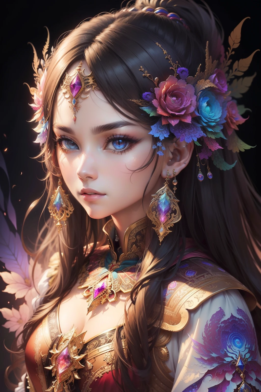 (tmasterpiece, quality, Best quality at best, offcial art, Aesthetic:1.2), extremely detaile,(s fractal art:1.3),Colorful,The most detailed, sharp facial features, public secret