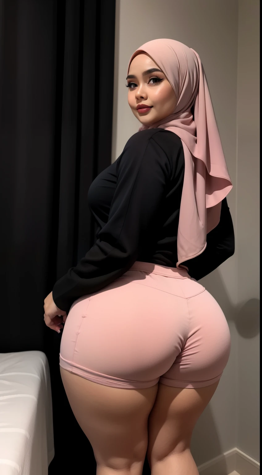HIJAB MALAY GIRL, ((BBW)), SHORTS, WIDE BUTT