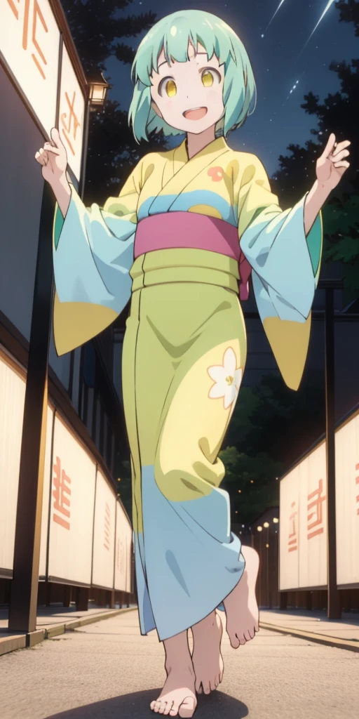 kusakabe, yukata, festival, night,
(Best quality, 4k, Masterpiece :1.3), full body standing symmetrical barefoot beautiful woman, hyper realistic, from below
kusakabe, yukata, festival, night,
1girl, laughing