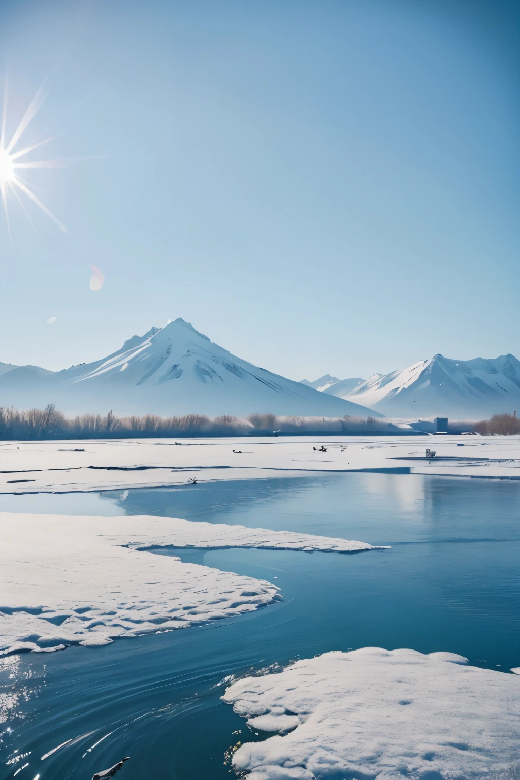 The solar term is cold，Frozen，Blue sky，snowflower，正在雪山上滑下snowflower, swans, wings of a , Peaceful and elegant, a still of Ethereal, , Rotated, in the cold river,soft digital painting, feng zhu |, Softness,  very ethereal, Still from nature documentaries, Ethereal