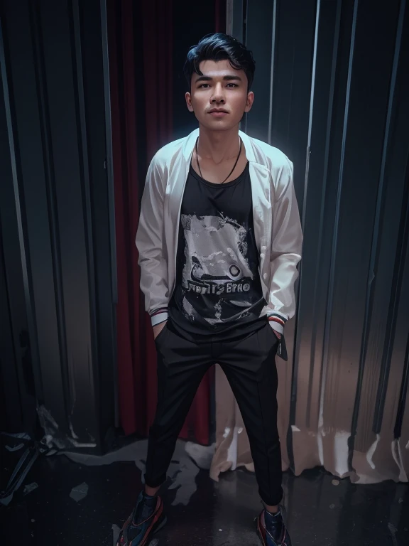 change background cyberpunk handsome boy, realistic face, 8k Ultra realistic,