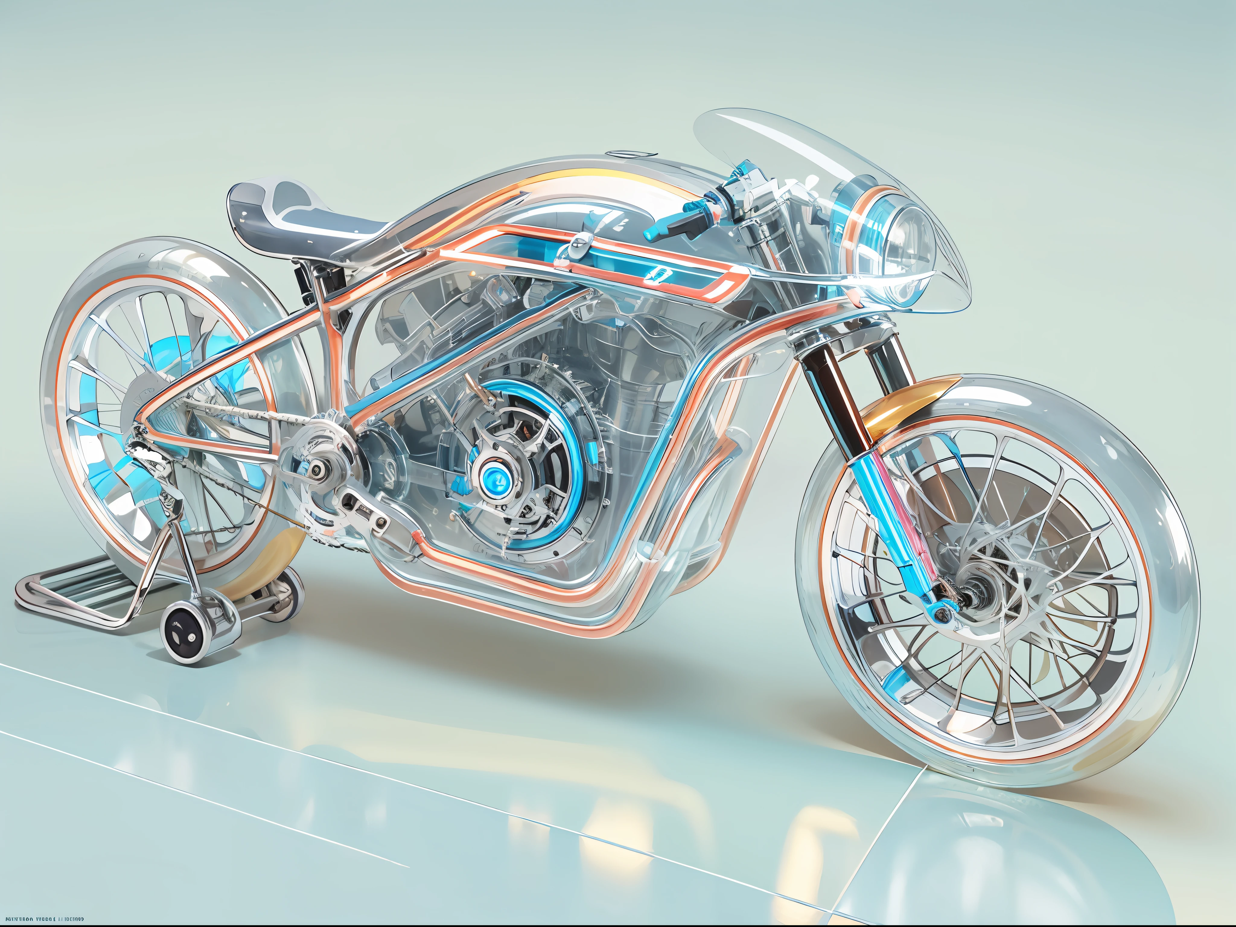 1 transparent race car, Color transparent plastic, cyber punk perssonage, industrial design, Clean, luminous neon lights, white backgrounid, ultra-realistic realism, hyper HD, high detal, Best quality at best, 4K