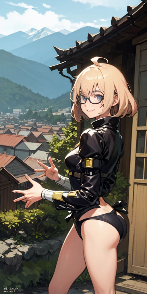 （Marco）,Perfect ,don quixote \(limbus company\, Naked、Blonde hair, a beauty girl、eye glasses、middlebreasts、toned body、abdominals、Short hair, hair between eye, Orange Eyes、String bra、pierced nipple、Chain scientist hat from the nipple、Basketball Hand、armor、`She has a book and a sword、(Bachelor's degree in Medieval Europe )､Cowboy style、hiqcgbody