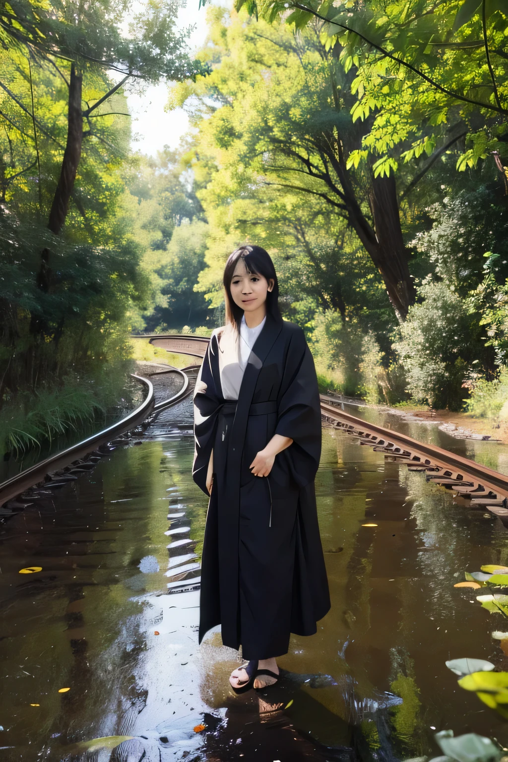 Oyuki，ponds，railroad tracks，The tree