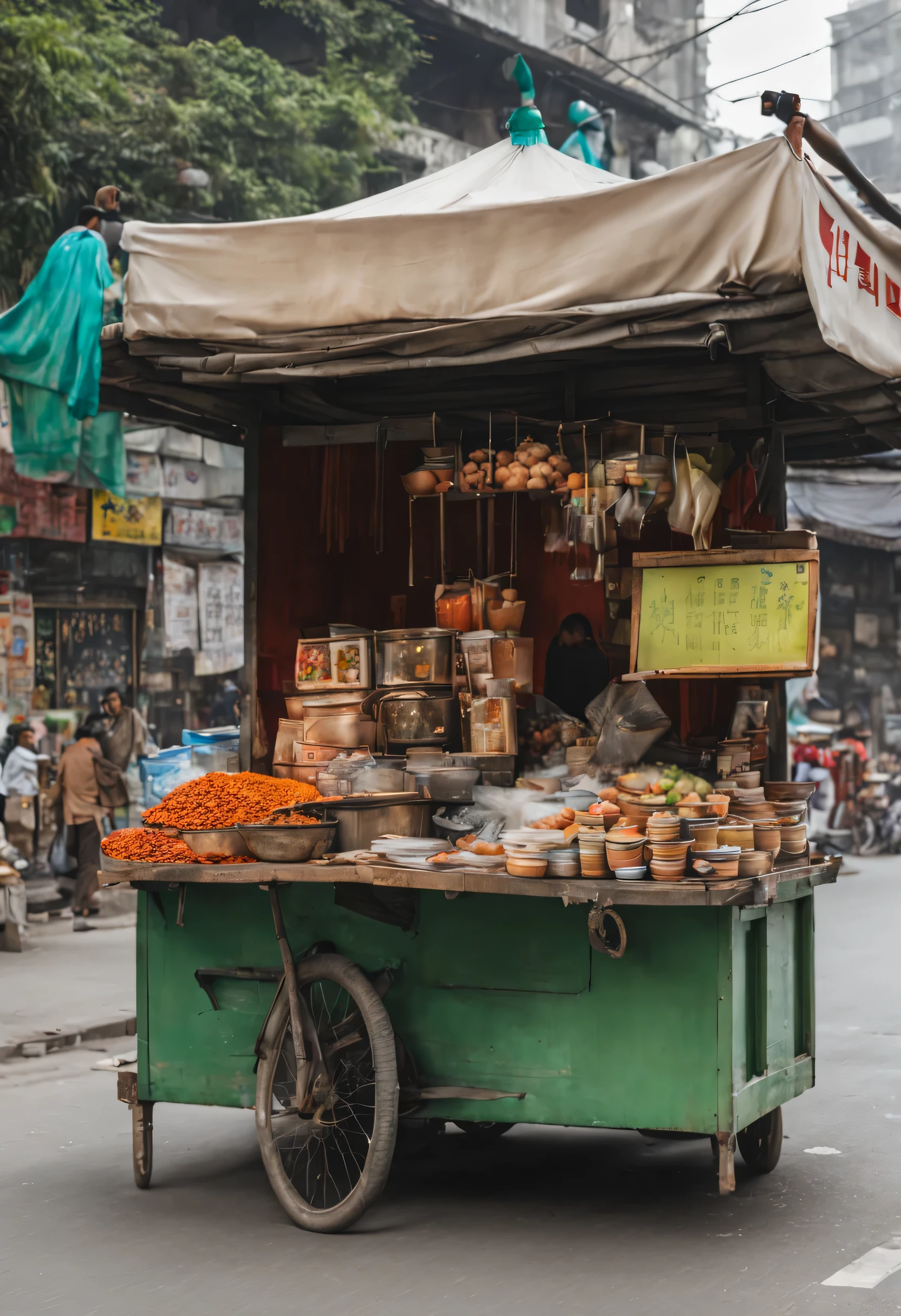 Generate for me a photo of a real Chinese street stall,No people or text can appear in the photo