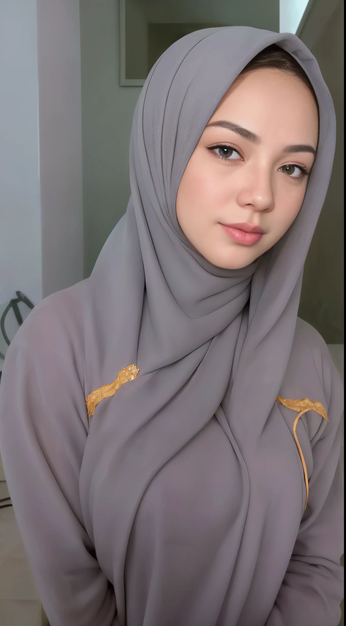 (very cute girl) , like mira filzah face, (raw photo:1.2), ((************)), (photorealistic:1.4), russia mix korea hyper white skin, realistic skin texture, pale skin, very detailed eyes and face, beautiful detailed eyes, turkish nose, super detailed, high resolution, very detailed, masterpiece,unified, 48k wallpaper, amazing, Fine details, masterpiece, best quality, ((Tight F cup breasts size)), straight long hair, (extra long hair : 1.5), dark brown hair, elegant hair style, light on face, cinematic lighting, 1girl, perfect body, slim abs, skinny, ((1 malay girl , beautiful face)), hyper realistic bright lighting, realistic shadow, ((wearing a twisted pajamas, purple color pajamas)), ((perfectly composition)), dynamic poses, dynamic shot angle, (All grey background)