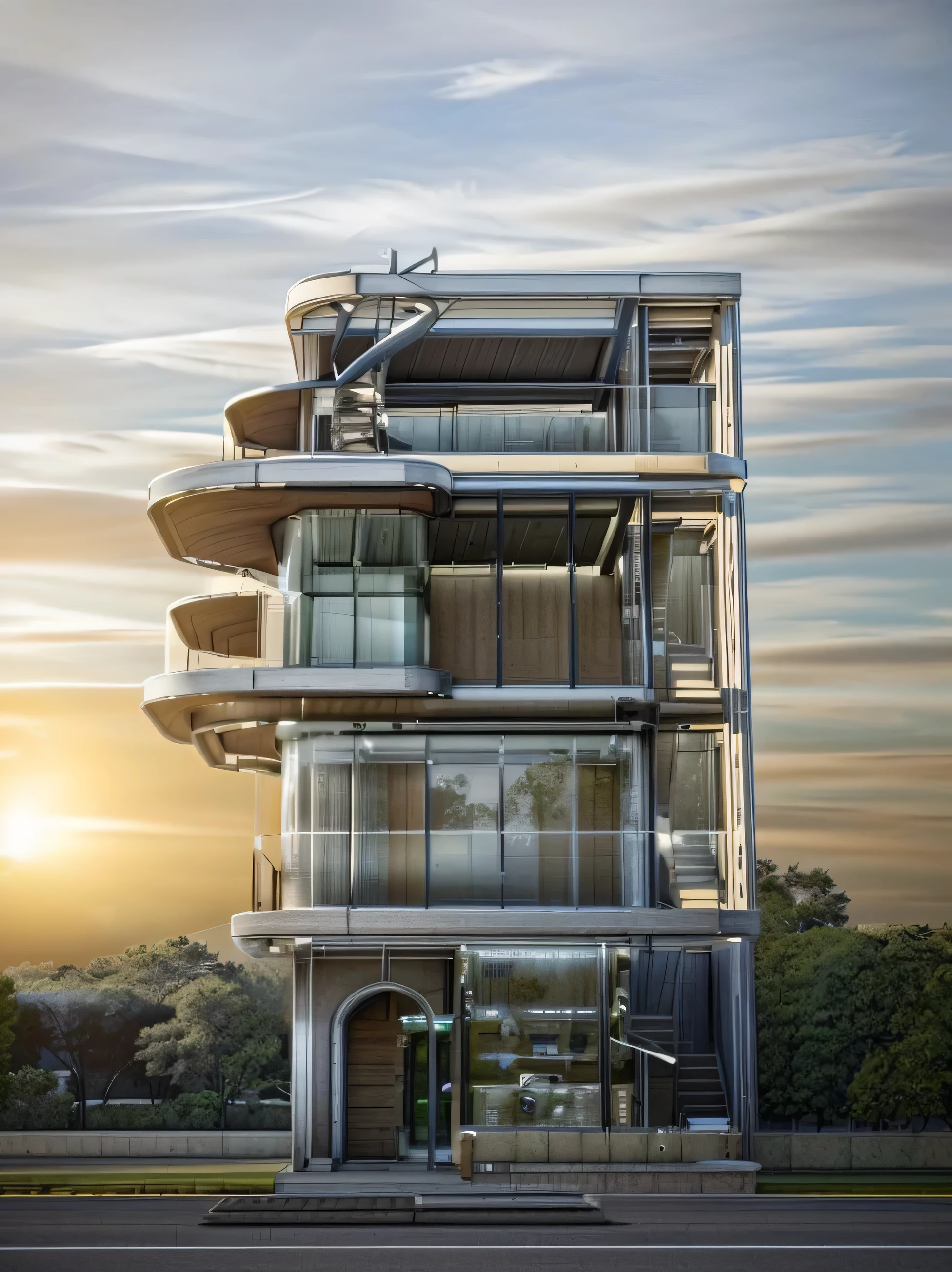 (masterpiece),(high quality), best quality, real,(realistic), super detailed, (full detail),(4k),8k,modern house exterior design,Modern architecture,Sandstone,whitewall,Beautiful_sky,Day light, no_humans, outdoors,sky,tree