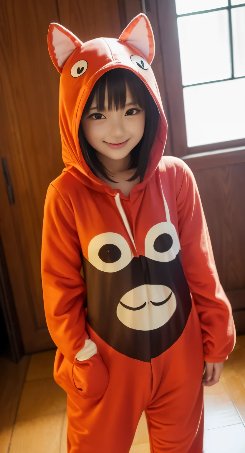 (top-quality、masterpiece:1.2)、Best Quality、realisitic、photoshot、hight resolution、1080p、8K、Textured skin、Physical Rendering、1 Japan Girls、25-years old、kawaii、Young Face、Farbe々Hairstyle、(Kigurumi:1.5)、a room、full of shyness、smil、Big