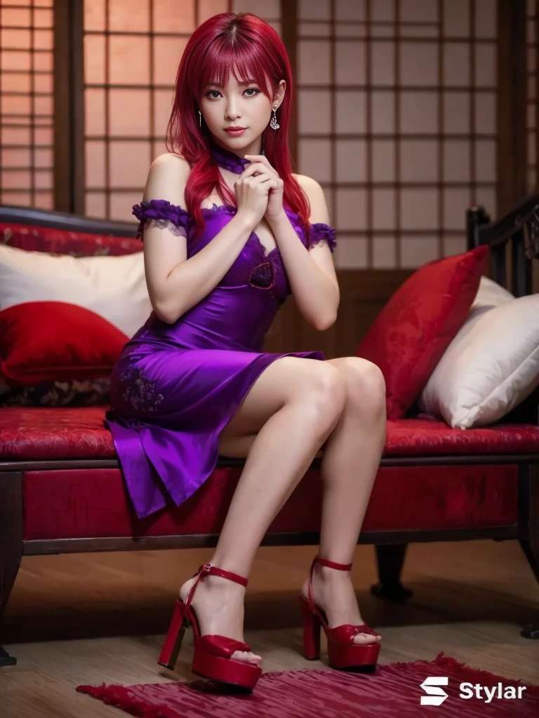 "AYANE" (best quality,ultra-detalhado,Realistic:1.37), retrato, Detailed eyes and facial features, textura de pele delicada e suave, Corpo Perfeito, textura ultra realista, maquiagem perfeita, maquiagem vermelha nos olhos, batom vermelho, expression serious, cores vivas, maquiagem vermelha em volta dos olhos, cores vivas, olhos vermelhos, maquiagem vermelha nos olhos