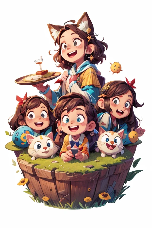 close_up of Laughing faces, Friend gatherings, Laughing heartily, birthday party, intricate, (masterpiece, Representative work, official art, Professional, unity 8k wallpaper:1.3)