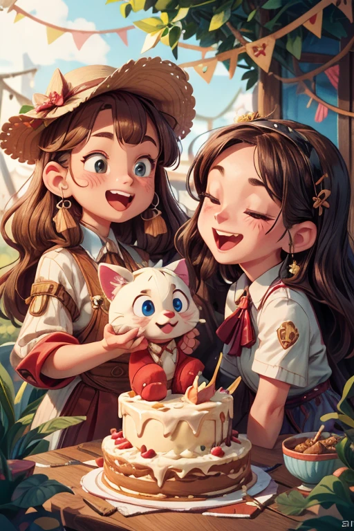 close_up of Laughing faces, Friend gatherings, Laughing heartily, birthday party, intricate, (masterpiece, Representative work, official art, Professional, unity 8k wallpaper:1.3)