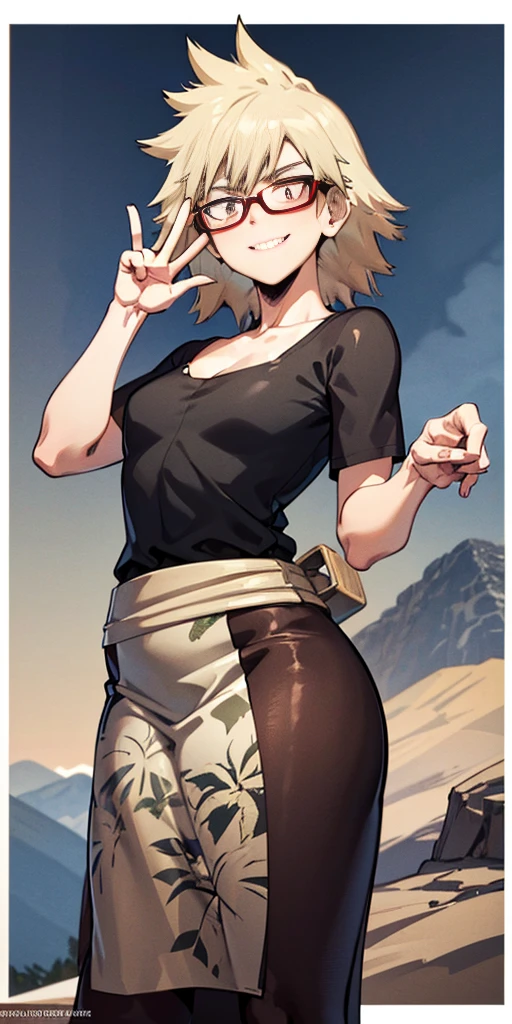 Make a very beautiful blonde woman with green eyes wearing all black and black leggings and barefoot shitting her pants in a taekwondo outfit