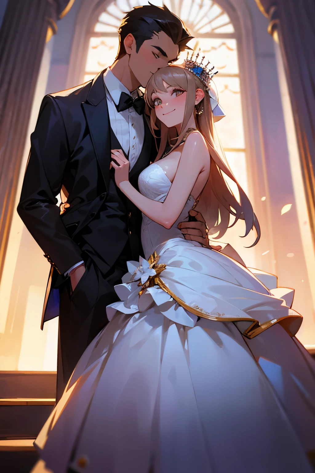 prom night, prom king, prom queen, posing, couple, smiling