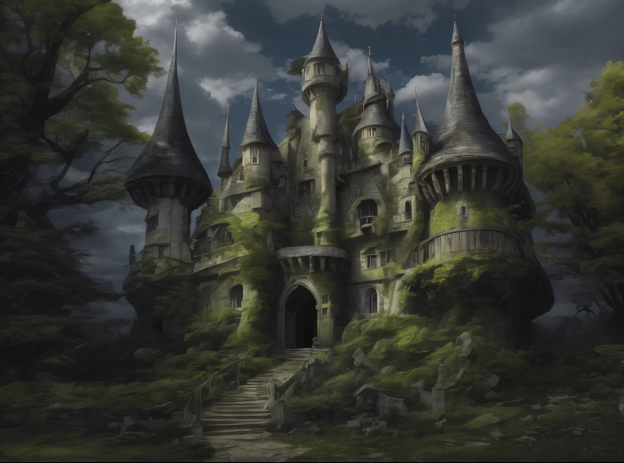 tmasterpiece、high high quality，Dilapidated castle，废墟，