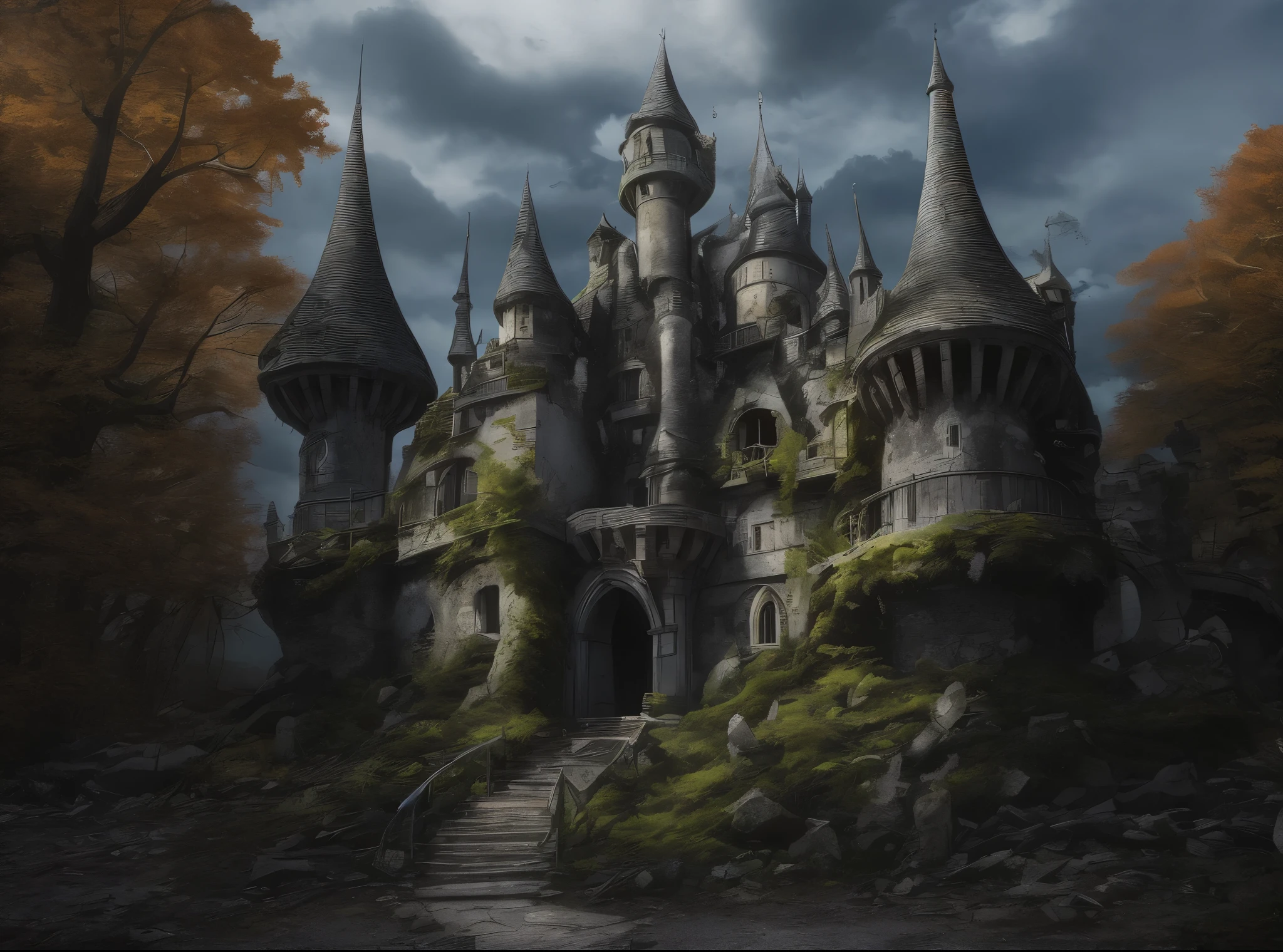 tmasterpiece、high high quality,Dilapidated castle,废墟,