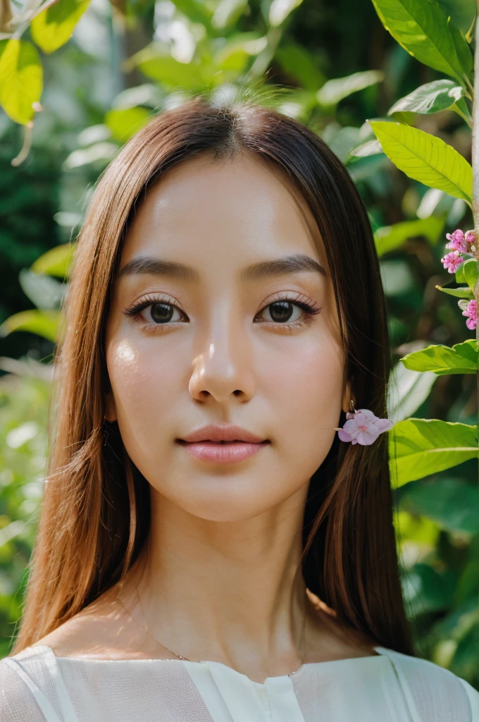 (best quality,4k,8k,highres,masterpiece:1.2),ultra-detailed,(realistic,photorealistic,photo-realistic:1.37),beautiful,korean women,young,long hair,sparkling eyes,glossy lips,silky smooth skin,natural makeup,fashionable outfit,confidence and grace,soft sunlight,serene garden,abundant blooming flowers,dappled shadows,colorful butterflies dancing around,peaceful atmosphere,vivid colors,soft pastel tones,subtle warm hues,delicate lighting,gentle breeze,ethereal beauty,harmony and balance,serenity and tranquility,subtle elegance,graceful postures,expressive eyes,tender smiles
