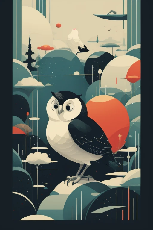 there is a cartoon bird with a big beak sitting on a branch, with a cute fluffy owl, cute owl, colorful bird with a long, hd illustration, cute forest creature, highly detailed illustration, print ready, in style of digital illustration, mascot illustration, a surrealistic bird, very stylized, owl vector polygon geometric, a beautiful artwork illustration, an owl