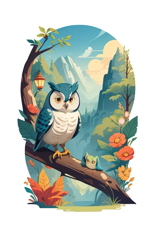 there is a cartoon bird with a big beak sitting on a branch, with a cute fluffy owl, cute owl, colorful bird with a long, hd illustration, cute forest creature, highly detailed illustration, print ready, in style of digital illustration, mascot illustration, a surrealistic bird, very stylized, owl vector polygon geometric, a beautiful artwork illustration, an owl