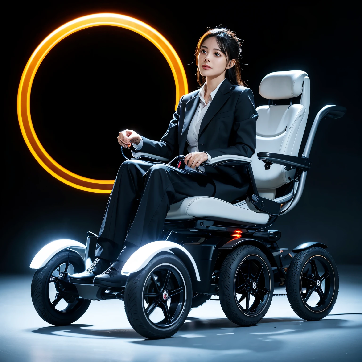 Electric wheelchairs,sense of science and technology,with light glowing,carbon fibers