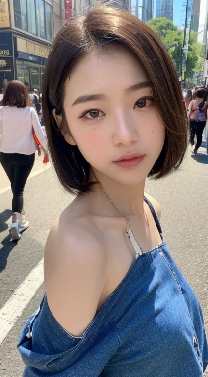 ((64K、UHD、top-quality、masterpiece:1.2)、(realisitic、Photorealsitic:1.37)、ultra-detailliert, (TOKYOcty、busy street、Sunnyday:1.2)、profetional lighting, photon maping, Radio City, physically-based renderingt, masterwork, lush detail, (Fine facial features),(finely eye), (clearface), (Detailed face description),full bodyesbian,Up to the feet