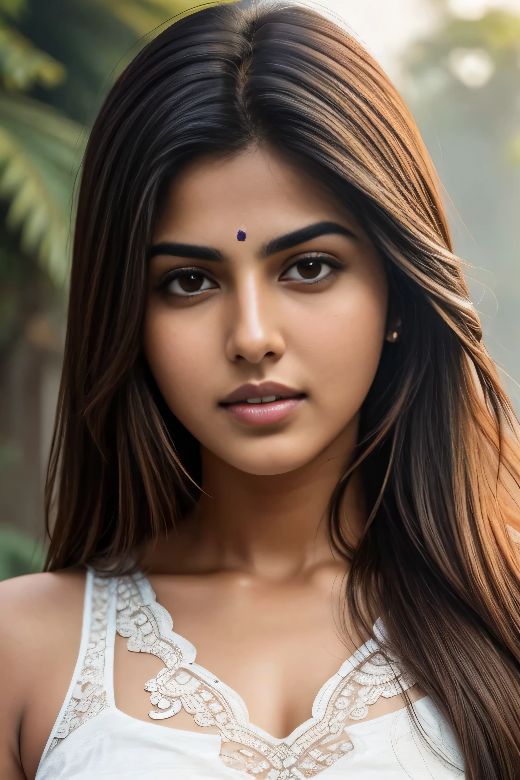 Rhea Chakraborty como uma bela jovem donzela, face close up, realistic portrait photo