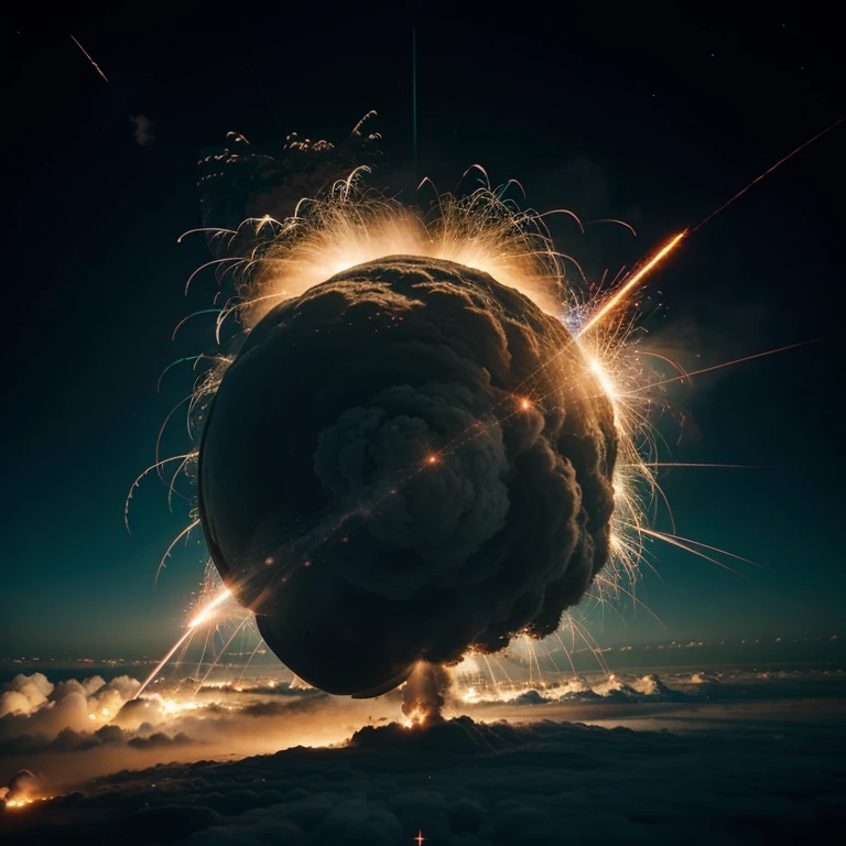 Thick explosion on the battle field of soldiers