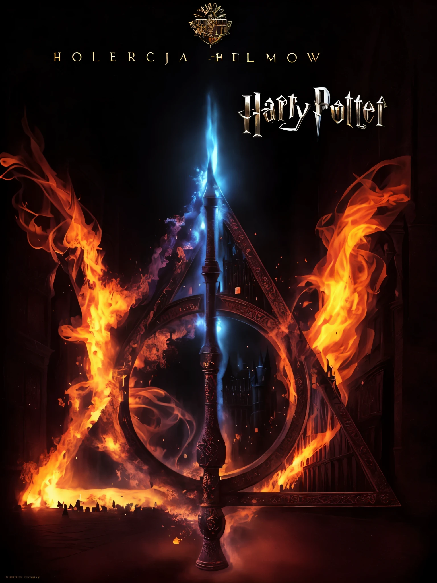harry potter and the deathly hall poster, harry potter film, harry potter!!, harry potter, art from harry potter, harry potter style, full - body, full-body, by Itshak Holtz, the harry potter trio (harry, by Walenty Wańkowicz, harry, full - view, by Hristofor Žefarović