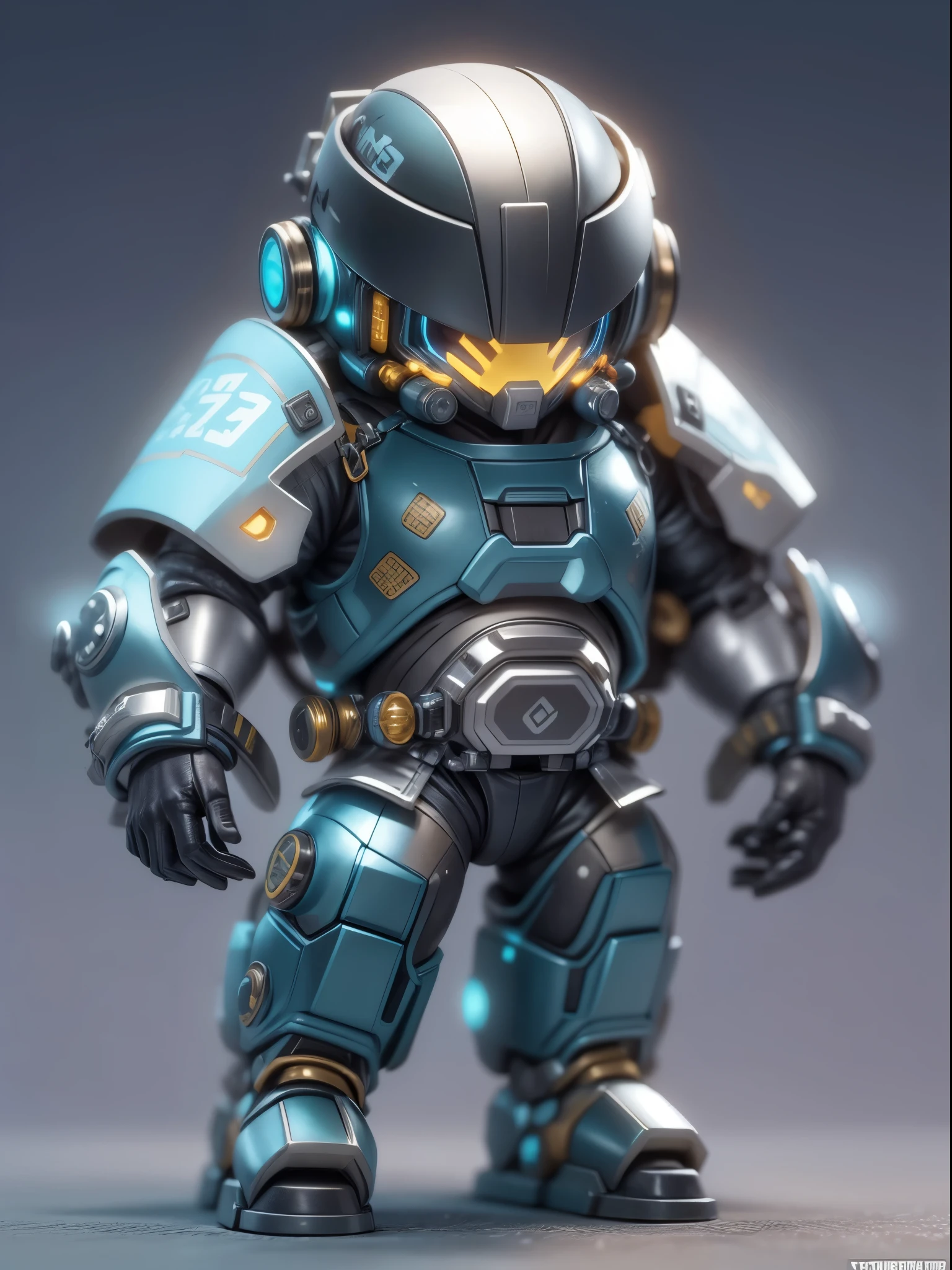(Blind box toy style:1.2), (Full body shot) , 1 cute fat metal male engineer, Metal mech,Metal opaque helmet, cyber punk perssonage, dreamy glow, Clean, Black draft,white and black style, ( Global illumination, Ray traching, hdr, unreal render,reasonable design, high detal, Masterpiece, Best quality, hyper HD, Cinematic lighting),blue metal stroke