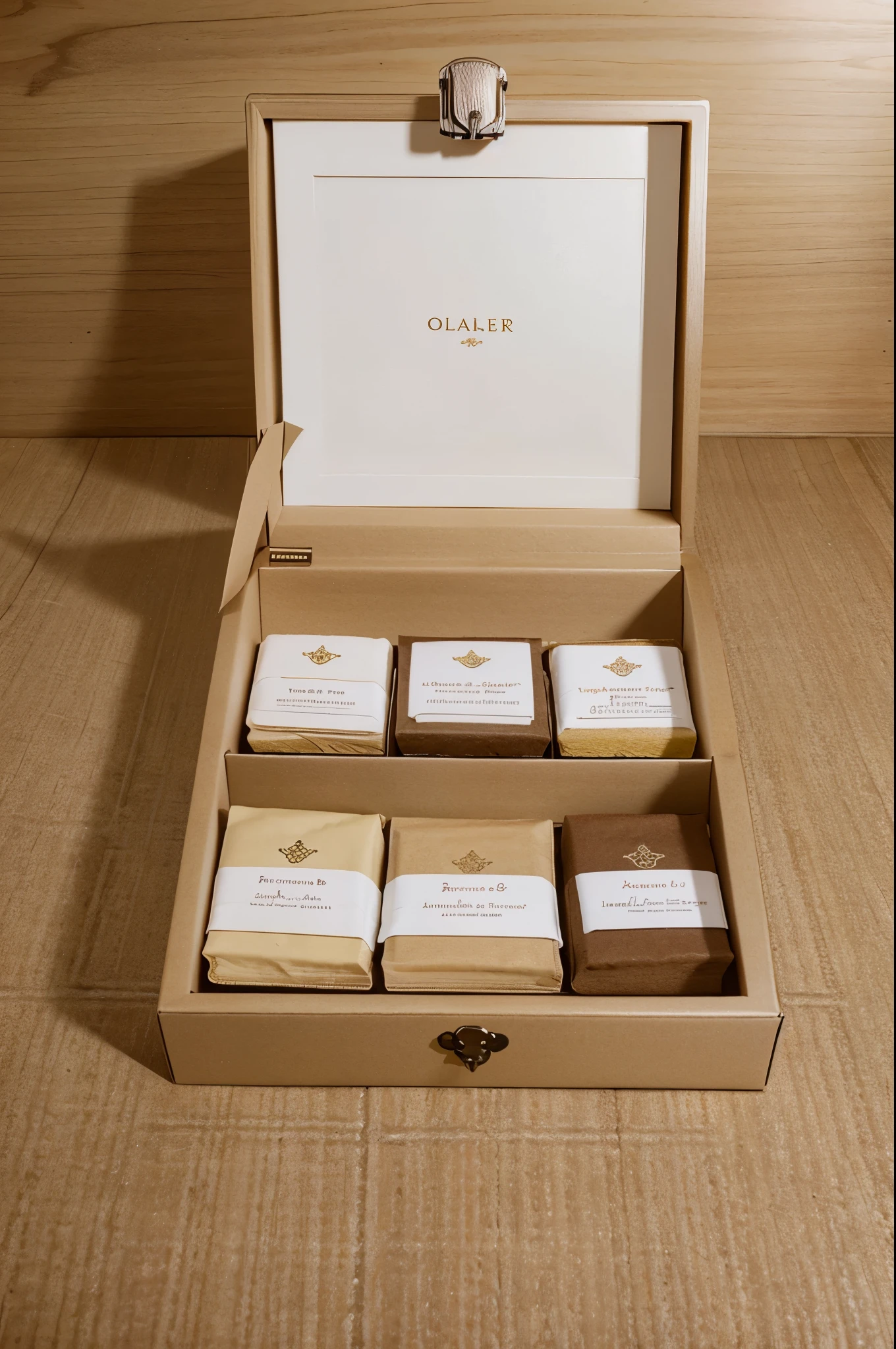 An exquisite plain gift box has a slight glossy effect on the outer surface. After opening the gift box, you can see packages of small tea bags. The tea bags should be neatly arranged in the gift box, showing order and organization. Aesthetically, use a detailed divider or lining to ensure each tea bag retains its place