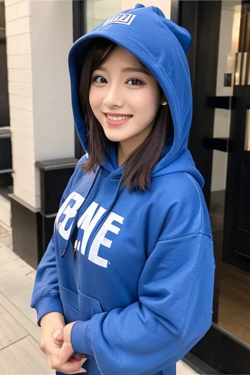 20generation a beauty girl a smile Hair length bob Brown hair selfee Hooded hoodie