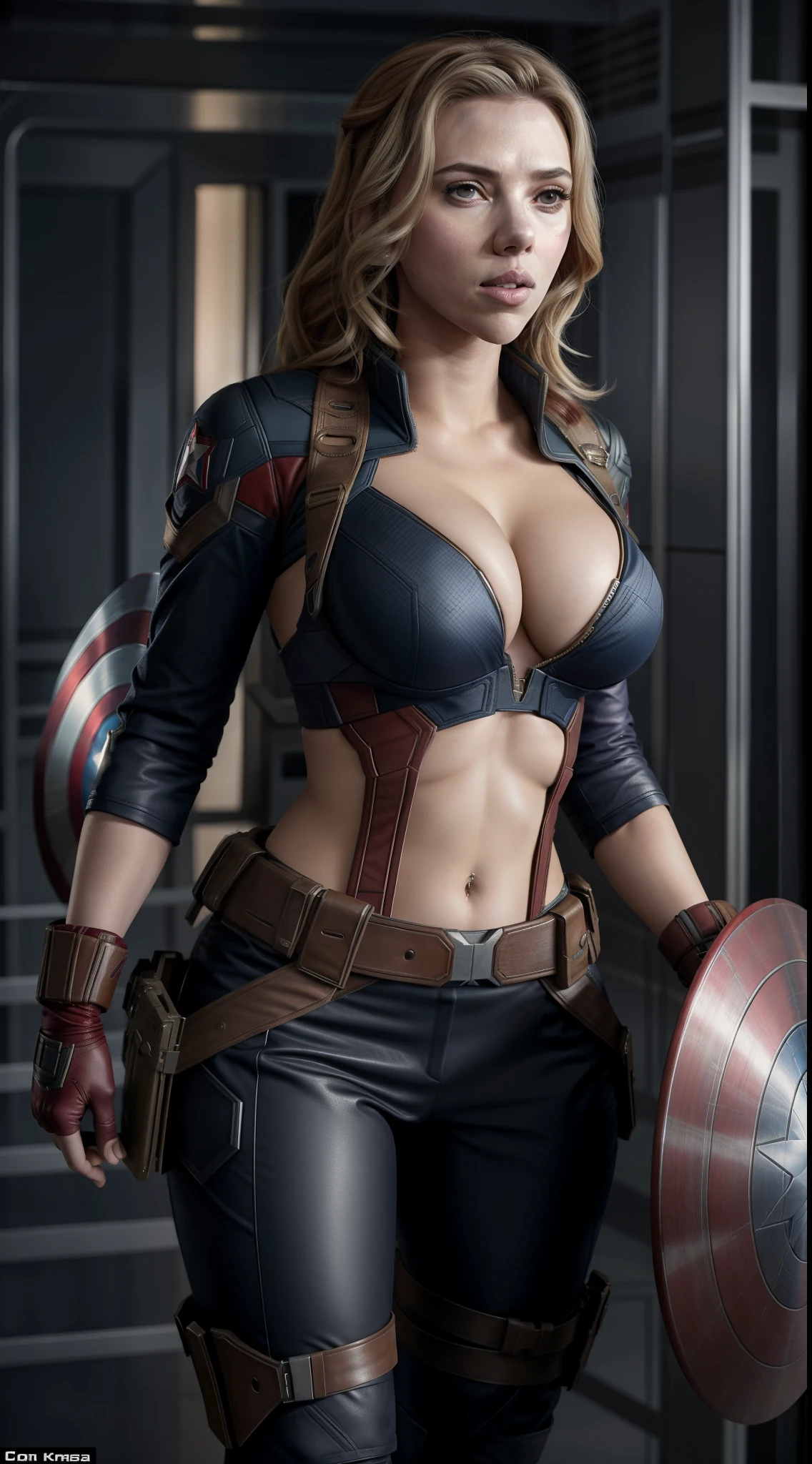 Scarlett Johansson big boobs in Captain America costume hottest