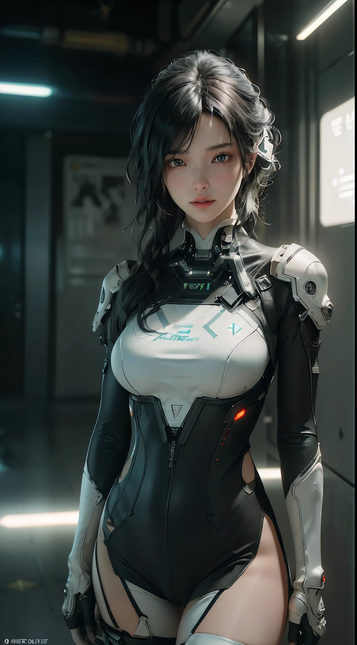 (Best Quality), ((Masterpiece), (Detail: 1.4), 3D, A Beautiful Cyberpunk Woman, HDR (High Dynamic Range), Ray Tracing, NVIDIA RTX, Super-Resolution, Unreal 5, Subsurface Scattering, PBR Textures, Post-Processing, Anisotropic Filtering, Depth of Field, Maximum Sharpness and Clarity, Multi-layer Textures, Albedo and Highlight Maps, Surface Shading, Accurate simulation of light-material interactions, perfect proportions, Octane Render, two-color light, large aperture, low ISO, white balance, rule of thirds, 8K RAW