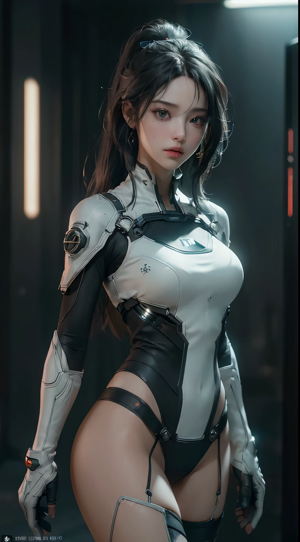 (Best Quality), ((Masterpiece), (Detail: 1.4), 3D, A Beautiful Cyberpunk Woman, HDR (High Dynamic Range), Ray Tracing, NVIDIA RTX, Super-Resolution, Unreal 5, Subsurface Scattering, PBR Textures, Post-Processing, Anisotropic Filtering, Depth of Field, Maximum Sharpness and Clarity, Multi-layer Textures, Albedo and Highlight Maps, Surface Shading, Accurate simulation of light-material interactions, perfect proportions, Octane Render, two-color light, large aperture, low ISO, white balance, rule of thirds, 8K RAW