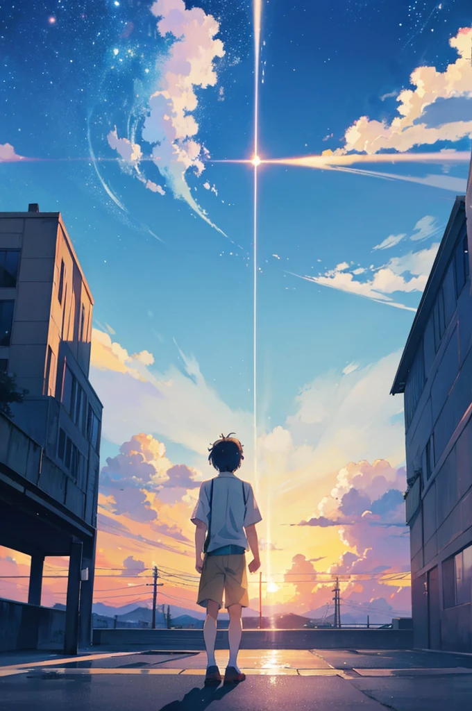 A beautiful and iconic scene from the movie "your name"