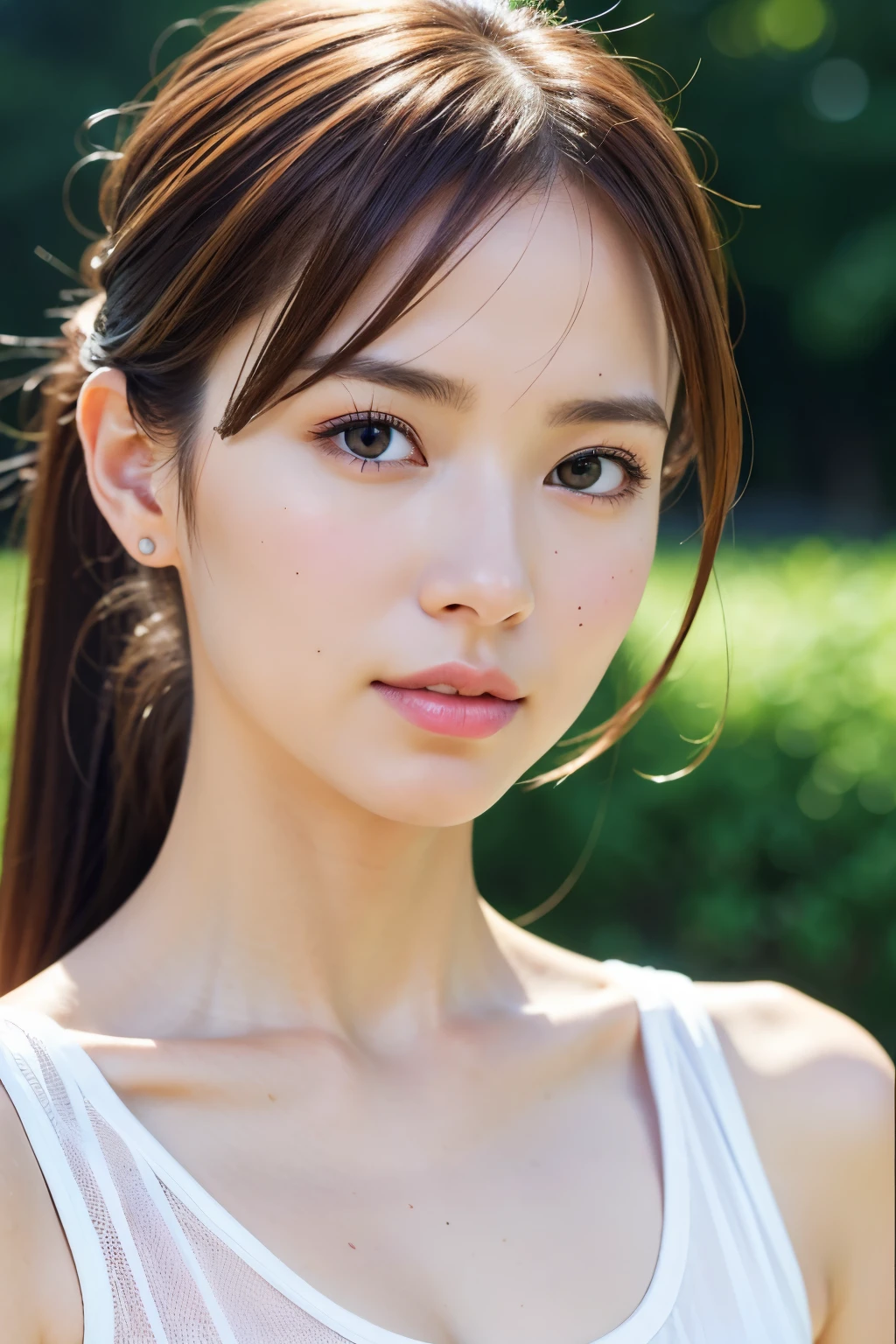 photo realistic, (Generate an image using the yayoi_mix MODEL) ,photo realistic, of the highest quality, (masutepiece:1.3), (8K, Photorealistic, Raw photo, Best Quality: 1.4), Japanese, (1girl in), Beautiful face, (Realistic face), (light brown hair), Beautiful hairstyle, Realistic eyes, Beautiful detailed eyes, (Realistic skin), Beautiful skin, Attractive, High resolution, Hyper-realistic, Highly detailed, Golden ratio, (Sony Alpha 1, 50.1 megapixel full-frame CMOS sensor), (telephoto lens), (Realistic), (High resolution, Best Quality, masutepiece:1.2), Ultra-detailed, beautifull detailed face, FULL ANATOMY, (Beautiful detailed eyes:1.3), Extremely delicate and beautiful, Extremely detailed, Unity, 8K Wallpaper, amazing, finely detail, Ultra-detailed, High resolution, Extremely detailed, extremely detailed eye and face, ((Colorful micro bikini:1.1)), [Ponytail], (huge-breasted, cleavage:1.1), (Sunset beach),