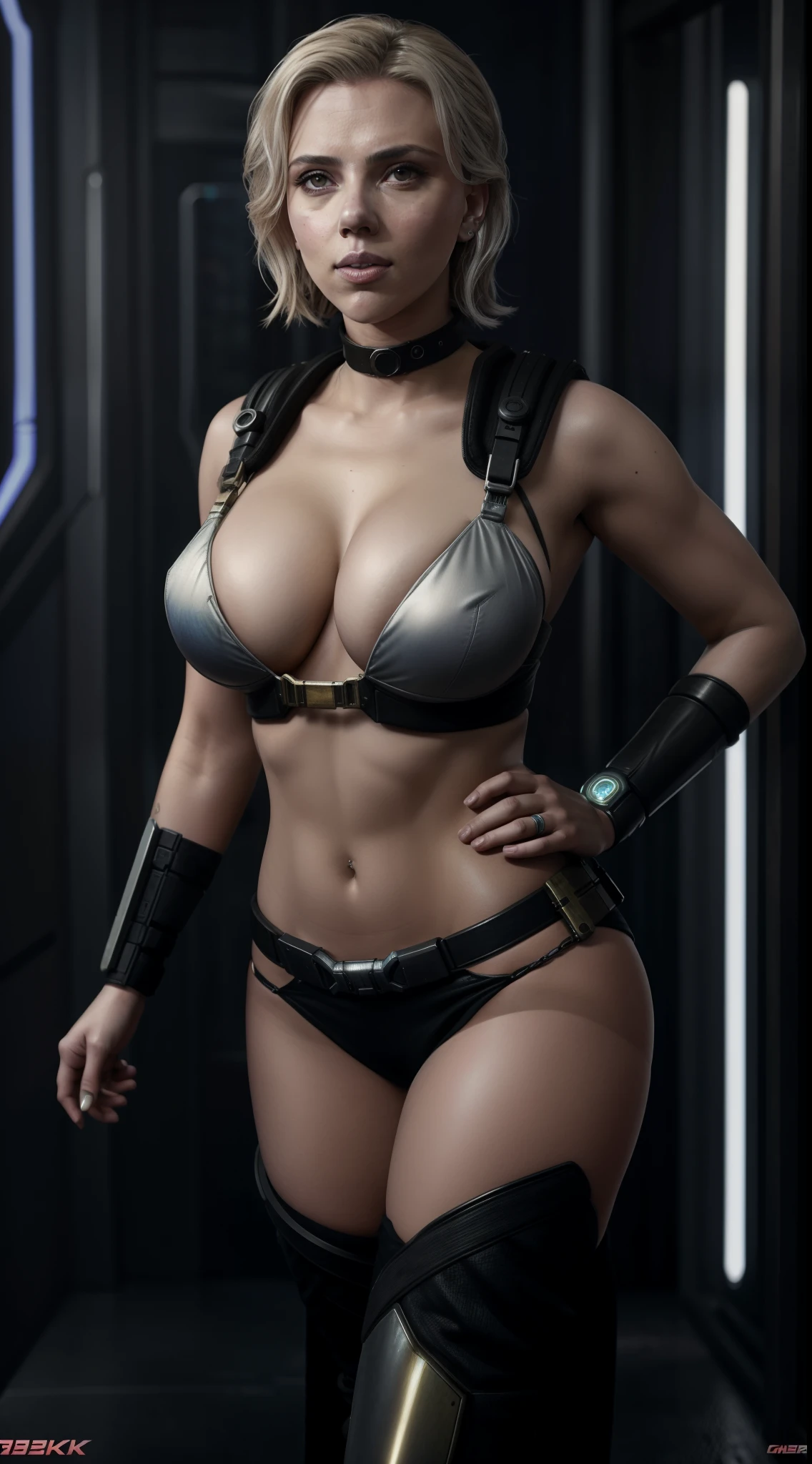 Scarlett Johansson big boobs in Cyberpunk Ciri costume hottest