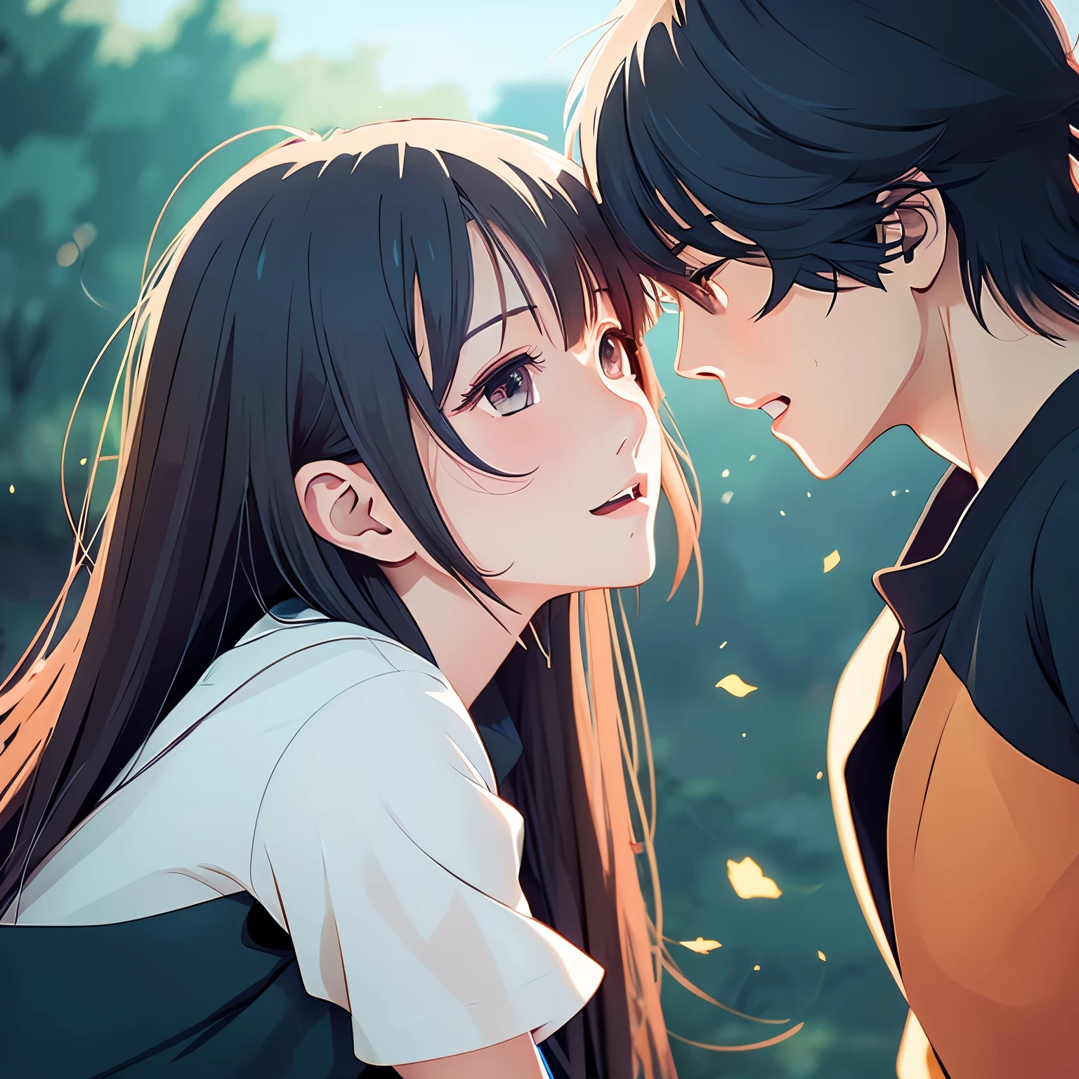Anime-style illustration of mutual love