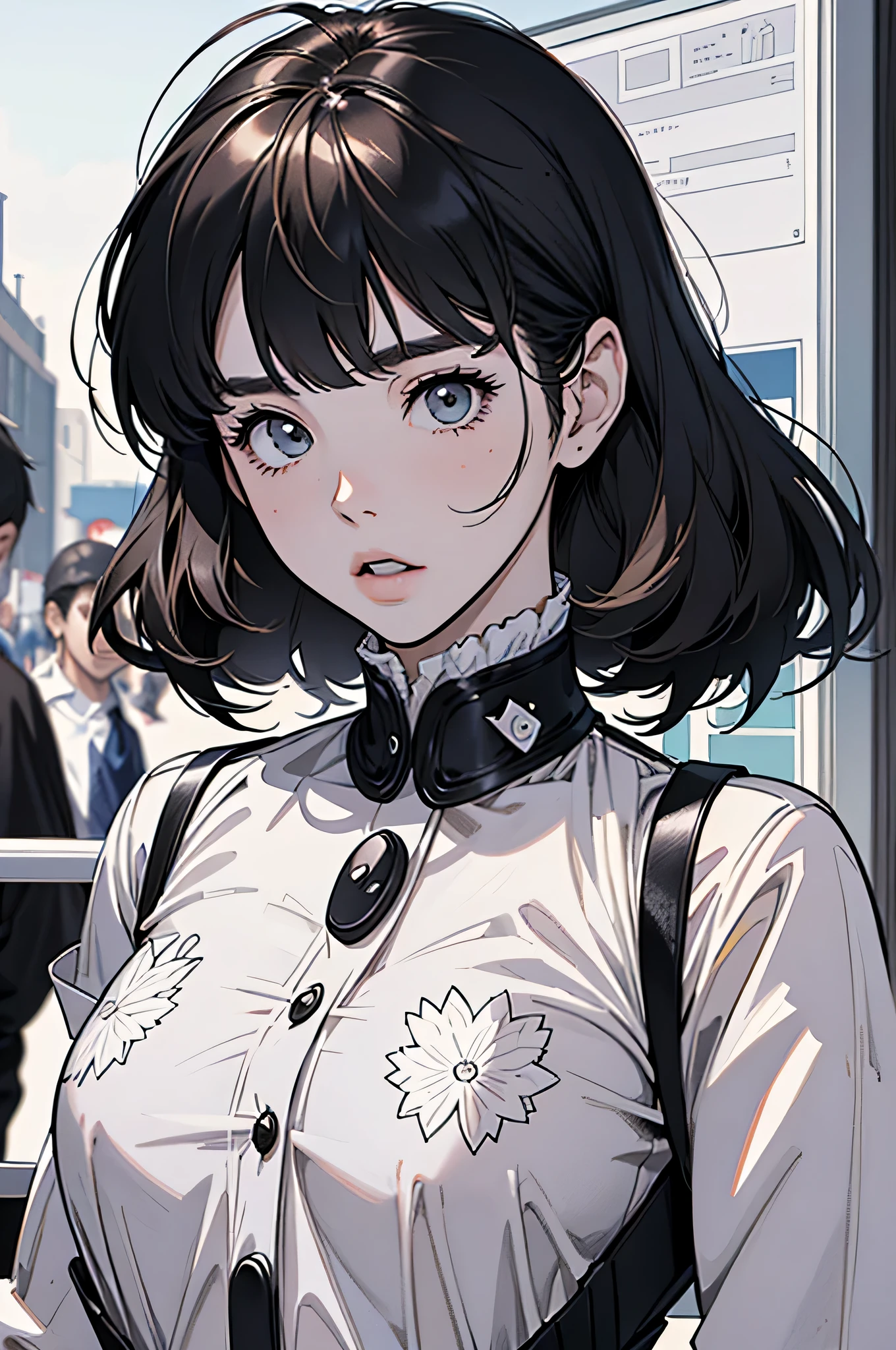line-drawing, comic strip, monochromes, illustratio, 1girl in, masutepiece, Best Quality, Super Detail