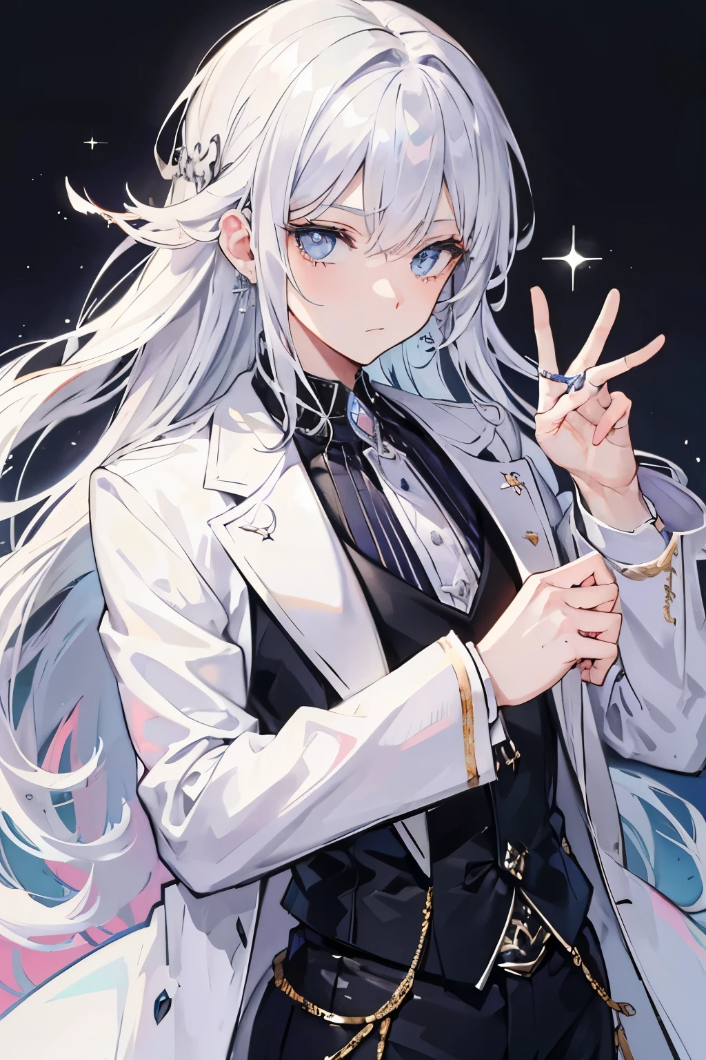 Men, Silver hair, Pedras preciosas, master piercing