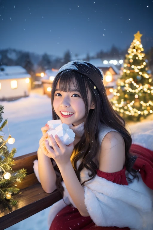 (Best Quality,4K,hight resolution,masutepiece:1.2),Realistic,Christmas,girl (),l, naked body, no clothes,Snow falling in the background,Winter wonderland,Joyful expression,Magical atmosphere,Soft lighting,Vivid colors,Happiness,laught,Welcoming environment,Warmth,Smiling eyes,Curly hair,Shimmering decoration,Twinkling lights,toy train set,wrapped present,Rooftop with Santa Claus and reindeer flying in the distance,magic snowflake,christmas tree with ornaments,log cabin,curl up near the fireplace,hot chocolate with marshmallows,Peace and quiet,Excitement and anticipation,Snowy landscape,childhood innocence,Enchanted moments,Playful laughter,Upholstered stockings,Holiday spirit,love and togetherness.thighs thighs thighs thighs、off shoulders, small breasts, slim body,