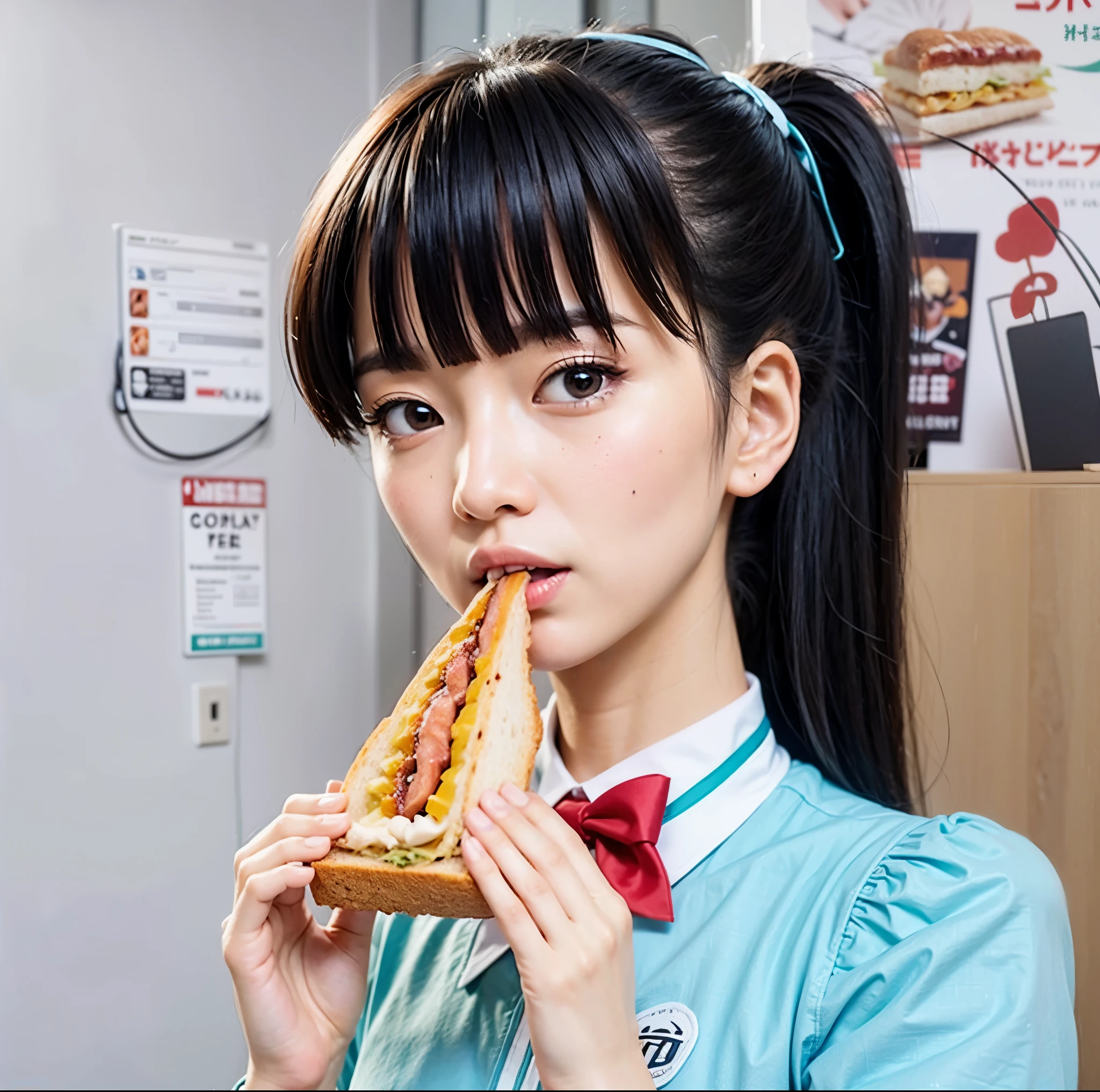Akari tachibana, eating sandwich