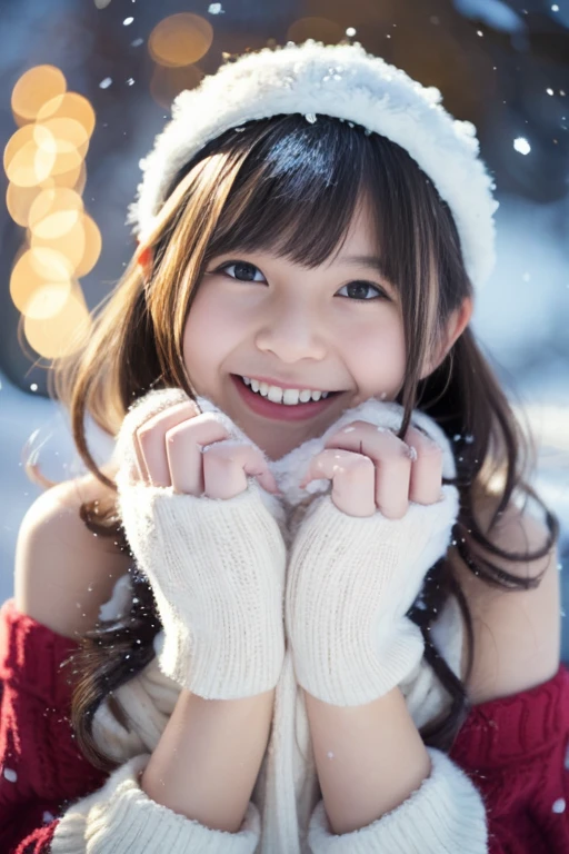 (Best Quality,4K,hight resolution,masutepiece:1.2),Realistic,Christmas,girl (12 years old),l, naked body, no clothes,Snow falling in the background,Winter wonderland,Joyful expression,Magical atmosphere,Soft lighting,Vivid colors,Happiness,laught,Welcoming environment,Warmth,Smiling eyes,Curly hair,Peace and quiet,Excitement and anticipation,Snowy landscape,childhood innocence,Enchanted moments,Playful laughter,Upholstered stockings,Holiday spirit,love and togetherness.thighs thighs thighs thighs、off shoulders, small breasts, slim body,
