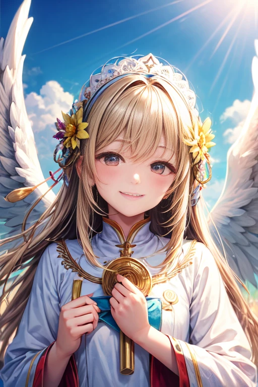 Blessings of Angels、Bright background、tenderness、A smile、Gentle、Looking at the camera for blessings