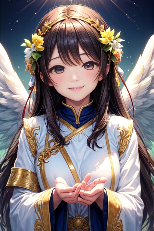 Blessings of Angels、Bright background、tenderness、A smile、Gentle、Looking at the camera for blessings