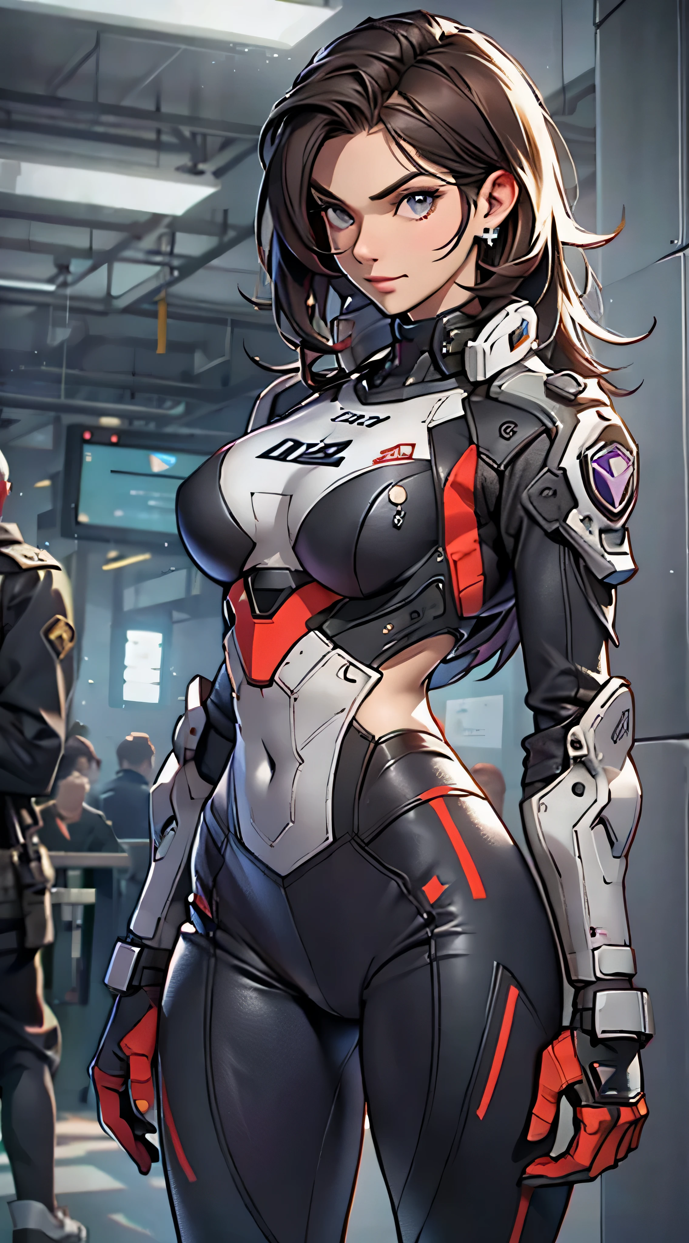 Beautiful woman with detailed defined body, role-play using Singapore Special Forces, wearing Singapore Special Forces costumes, big breasts, thin waist, full buttocks