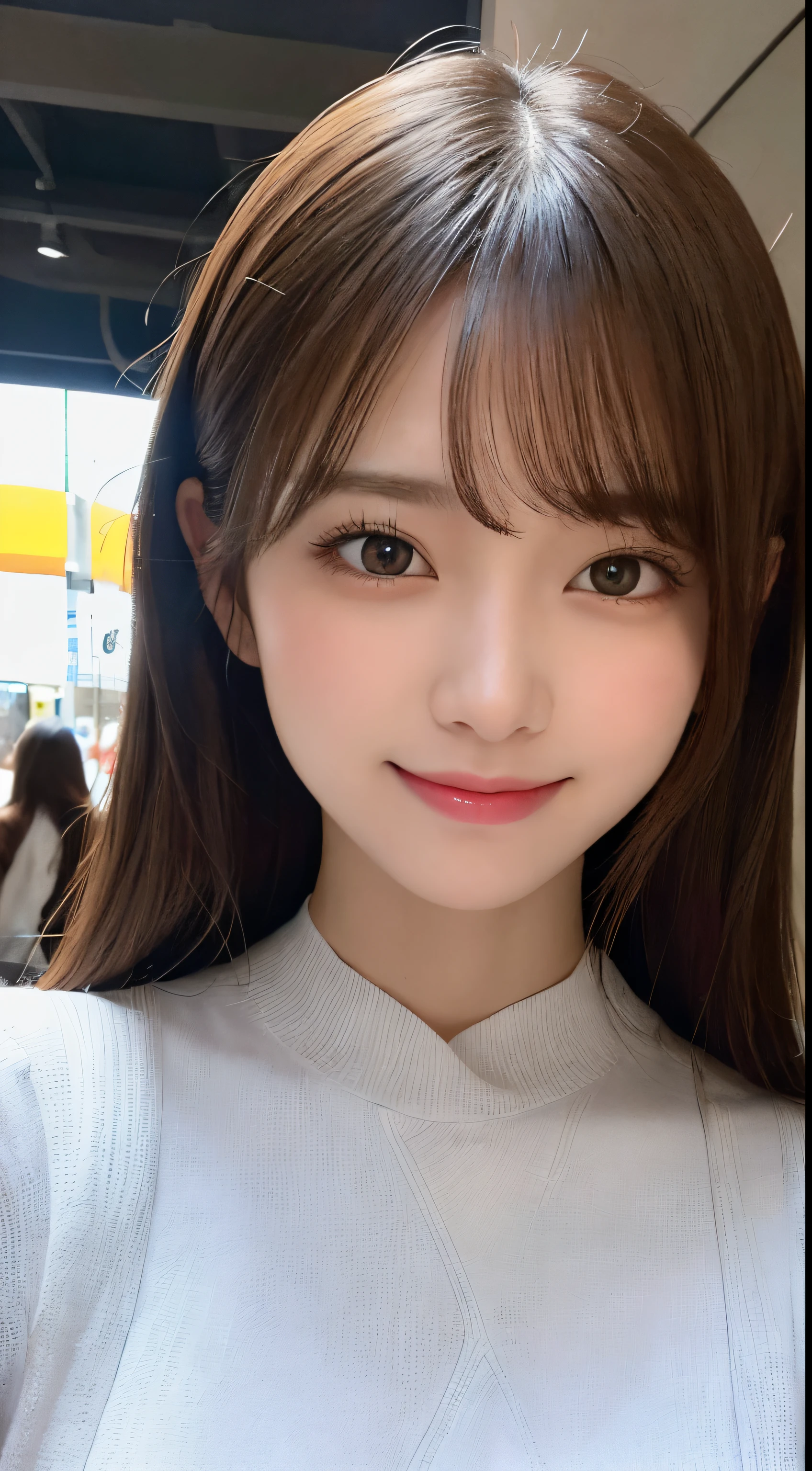 masutepiece, Best Quality, Illustration, Ultra-detailed, finely detail, hight resolution, 8K Wallpaper, Perfect dynamic composition, Beautiful detailed eyes, Tokyo winter fashion,cute hair styles,small tits,Natural Color Lip, Bold sexy poses,Smile,Harajuku、20 years girl、Cute、Sexy look looking at the camera,slim face and body,Beautiful detailed face,Anatomically correct body