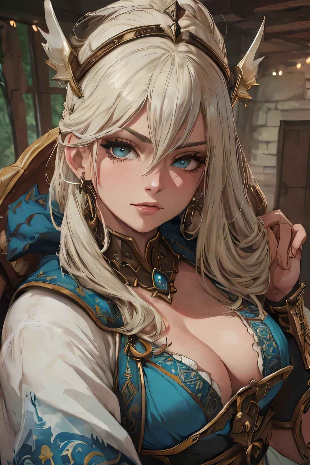 um close up de uma mulher com uma espada e uma espada, epic RPG portrait, female viking, Norse goddess, valkyrie style character, retrato detalhado do caractere, Commission for High Res, Donzela de Cristal, Retrato druida, retrato de rpg, crisp and clear RPG portrait, dwarven woman, Retrato de um mago feminino, portrait of a female druid, Guerreira do Norte, Retrato de um clube