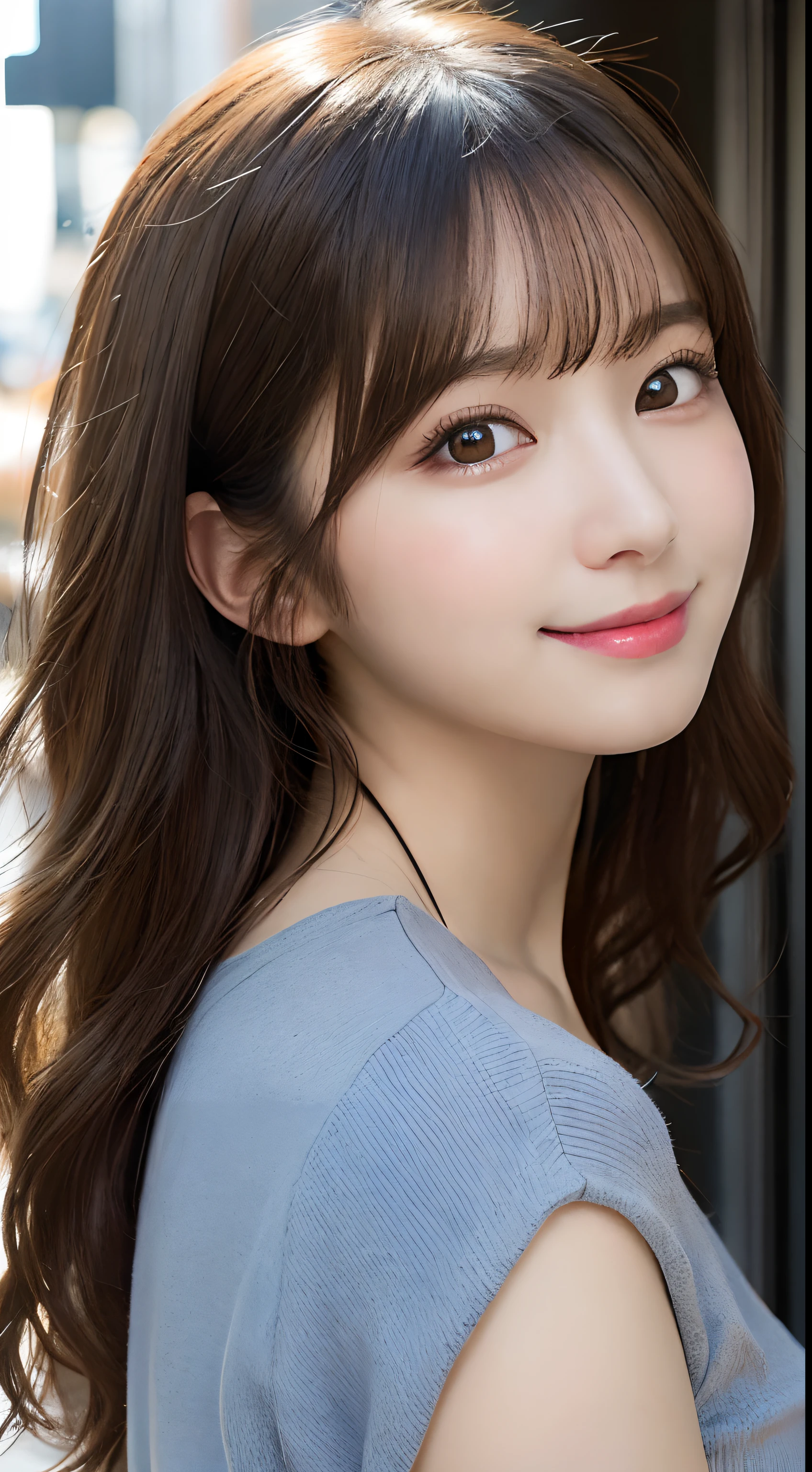 masutepiece, Best Quality, Illustration, Ultra-detailed, finely detail, hight resolution, 8K Wallpaper, Perfect dynamic composition, Beautiful detailed eyes, Women's Fashion Summer,Medium Hair,Small breasts natural color lip, Bold sexy poses,Smile,Harajuku、20 years girl、Cute、Sexy shot looking at camera