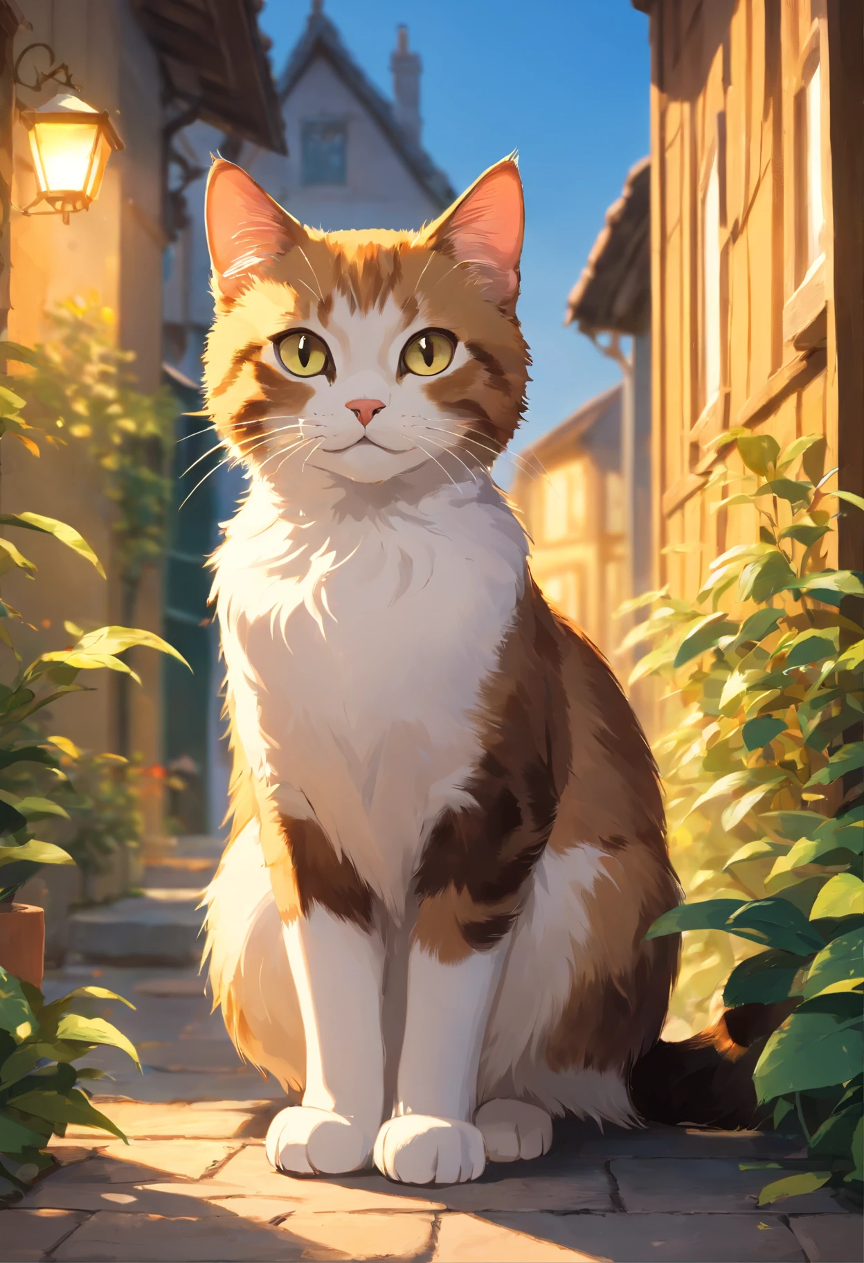 "Generate ultra-high definition images of chic cats, Classic Cat Pose. Use advanced macro photography techniques、Emphasizes the intricate details of the cat's coat, mustache, And expressive eyes.
Place the camera at the level of the peephole, Create an intimate connection between the audience and the cat subject. Large aperture for shallow depth of field, Make the cat stand out clearly against a slightly blurred background.
Improve lighting to emphasize the texture and contours of the cat's body, In software, Remove coarse shadows、, cosy atmosphere.
Scratching a cat in a relaxed position, But balanced, Show flexibility and elegance. Try to capture the moment of natural movement, Stretching, Pubic hair beauty, etc., Convey realism.
Implement post-processing techniques to improve image clarity, Contrasty, and color balance, Protect every aspect, From the intricate patterns of cats to their intense gazes, Rendered in stunning detail.
Finally, convey the gentle beauty and innate grace of cats,,,, Capture fleeting moments,Celebrating the unique nature of cat curiosity and balance." ((Background: English Village)), ((golden hour light)), ((An majestic)), ((tuxedo cat)), ((A kitten))